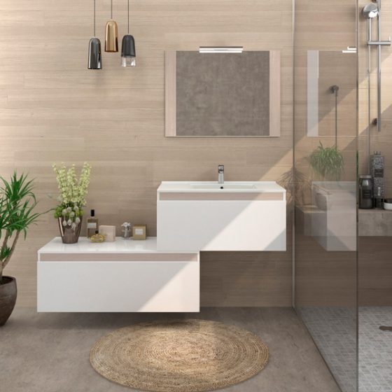 Mueble lavabo VIREO 100cm con lavabo negro - color a elegir for
